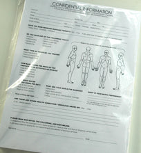 Load image into Gallery viewer, 101 Massage Client Intake Forms with Soap Notes on back