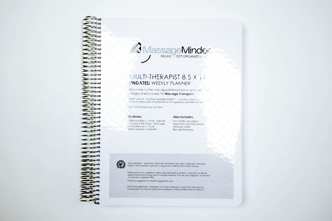 Multi-Therapist-Undated Appointment Book or Refills (8.5x11)