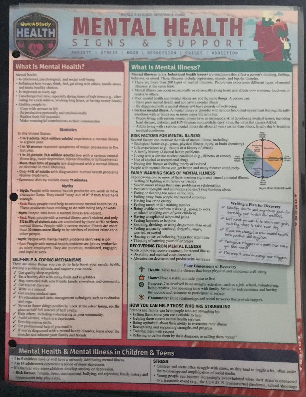 Mental Health Laminated Reference Guide (8.5 x 11)